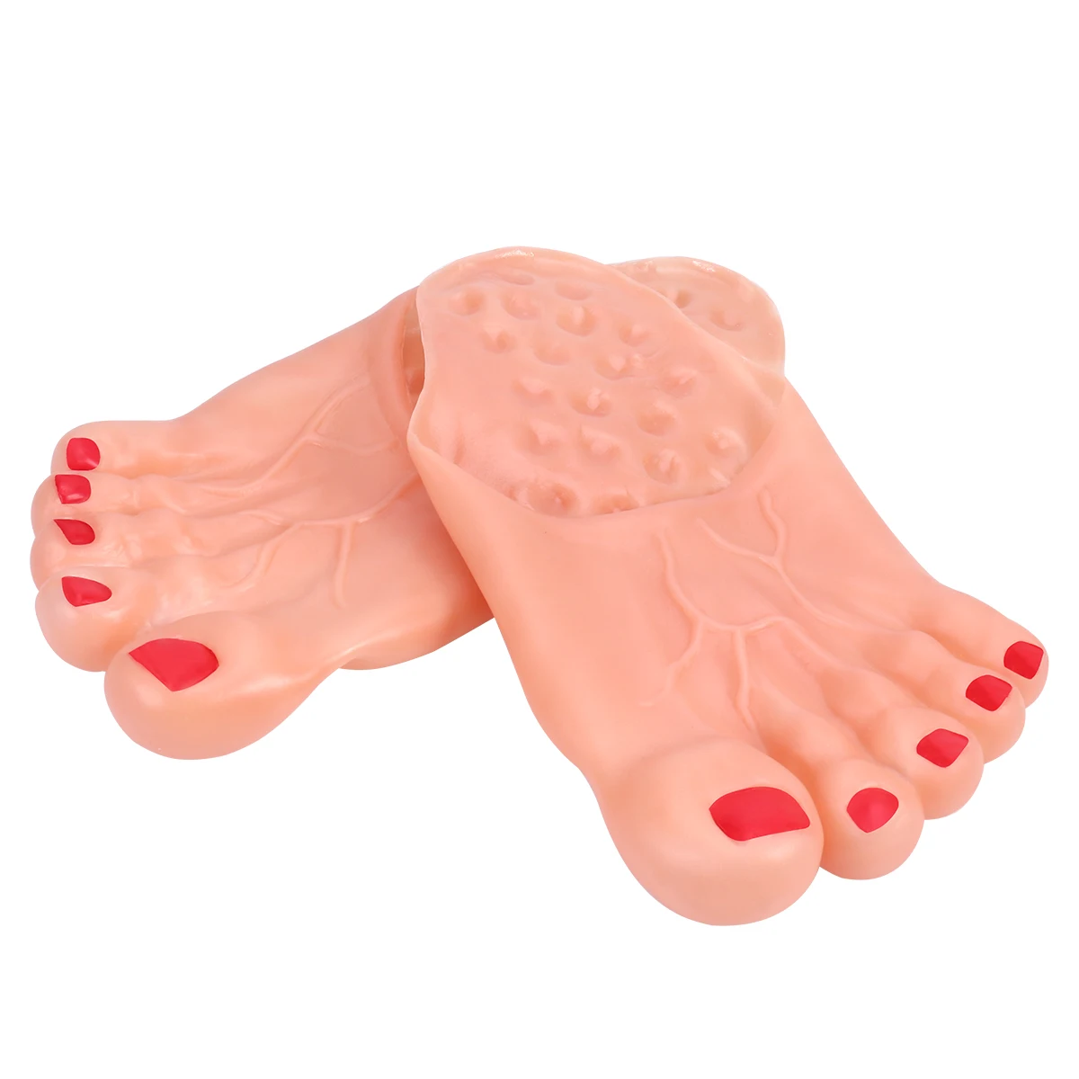 1 paire de pantoufles couleur peau, couvre-chaussures pieds nus amusants pour fête d'halloween, accessoires de Costume de mascarade, pantoufles géantes