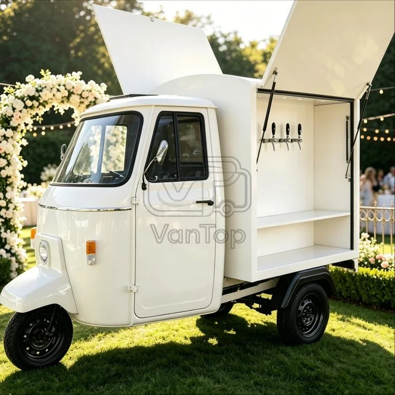 Drivable Mobile Beer Bar Truck Trailer 3 Wheels Food Truck, Mobile Cocktail Drink Cart With Beer Tap VIN Certified Mobile Bar
