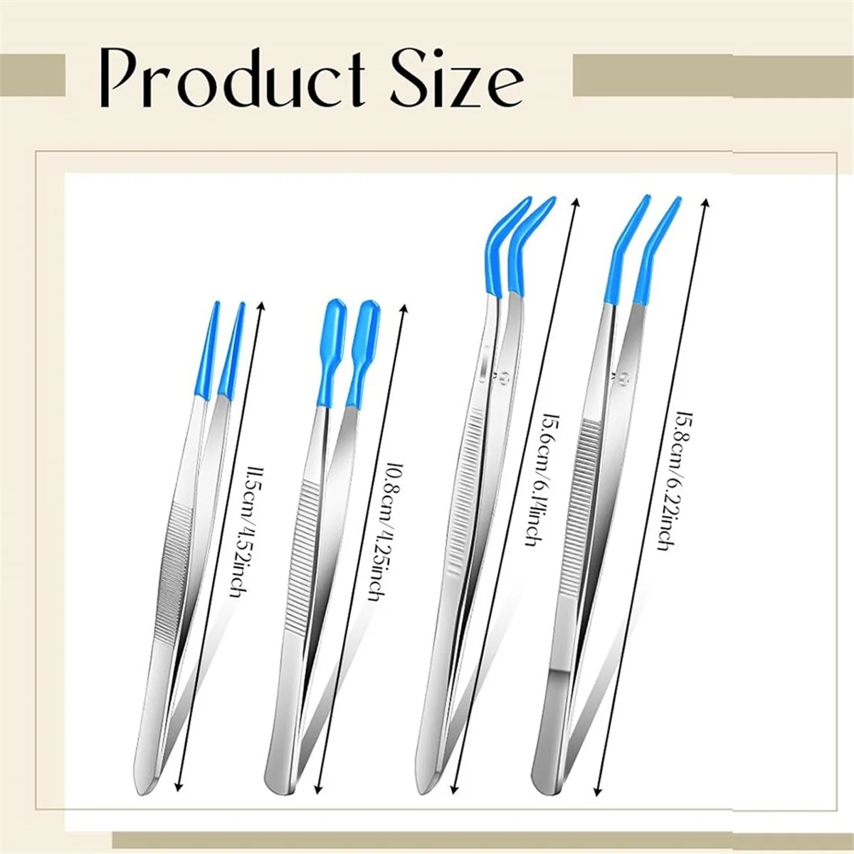 ABNJ 4 ชิ้นแหนบปลายยางแหนบเคลือบ PVC แหนบชุดยางปลายตรง/ปลายแบน/ยาว Bent แหนบ