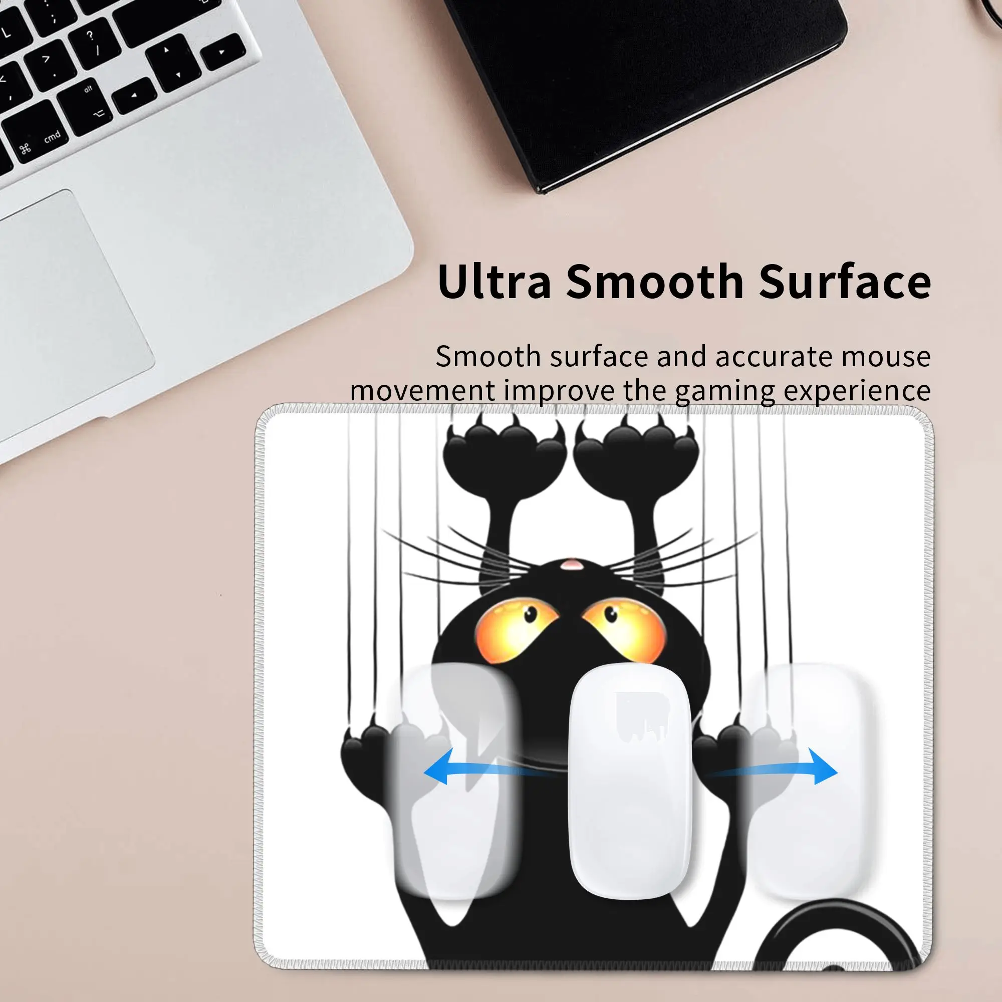 Cartoon Black Cat Hanging On Mouse Pad Computer Keyboard Mouse Mat Gaming PC Laptop Desk Mat Office Table Mats