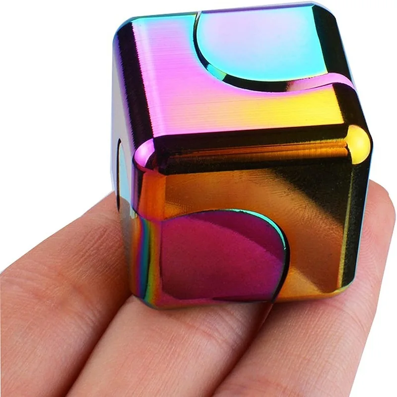 Cube Spinner 4-in-1 Decompression Spinning Toy Desktop  Metal EDC Hand Fidgets Spinner Build Flipo Flip Gift for Kids Adults.