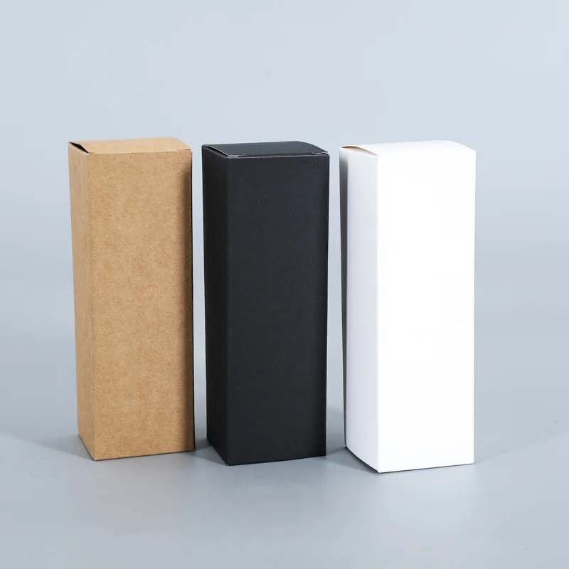 Multi Size Kraft Paper Tube Box, Small Rectangle Lipstick Box, Gift Packaging Bottle, Cosmetic Gift Box, White Black, 100Pcs