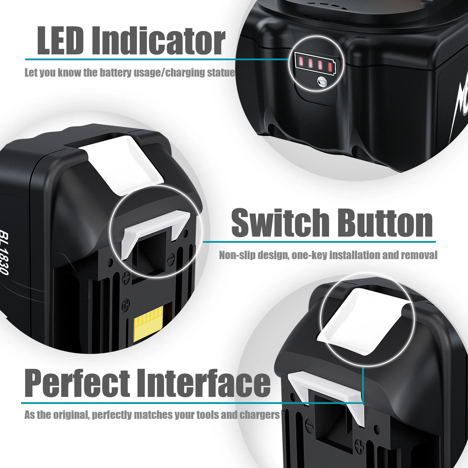 2022 업그레이드 18V Makita BL1830 BL1850B BL1850 BL1840 BL1860 BL1820 BL1815 교체 리튬 배터리
