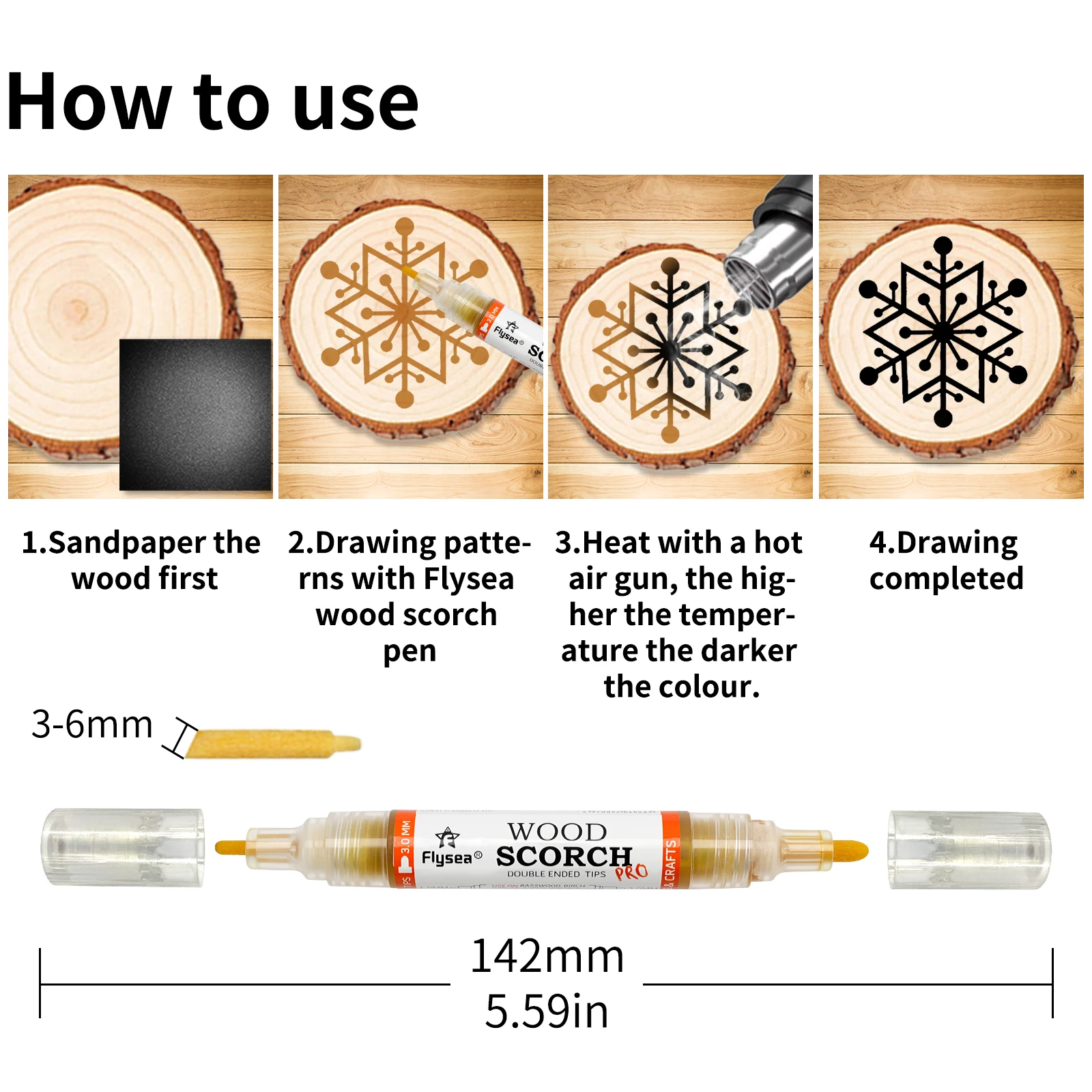 2Pcs Dual Tip Wood Burning Marker Pen，Used for Drawing Wooden Burning Marker、Making Gifts、Handicrafts，Suitable for Beginners