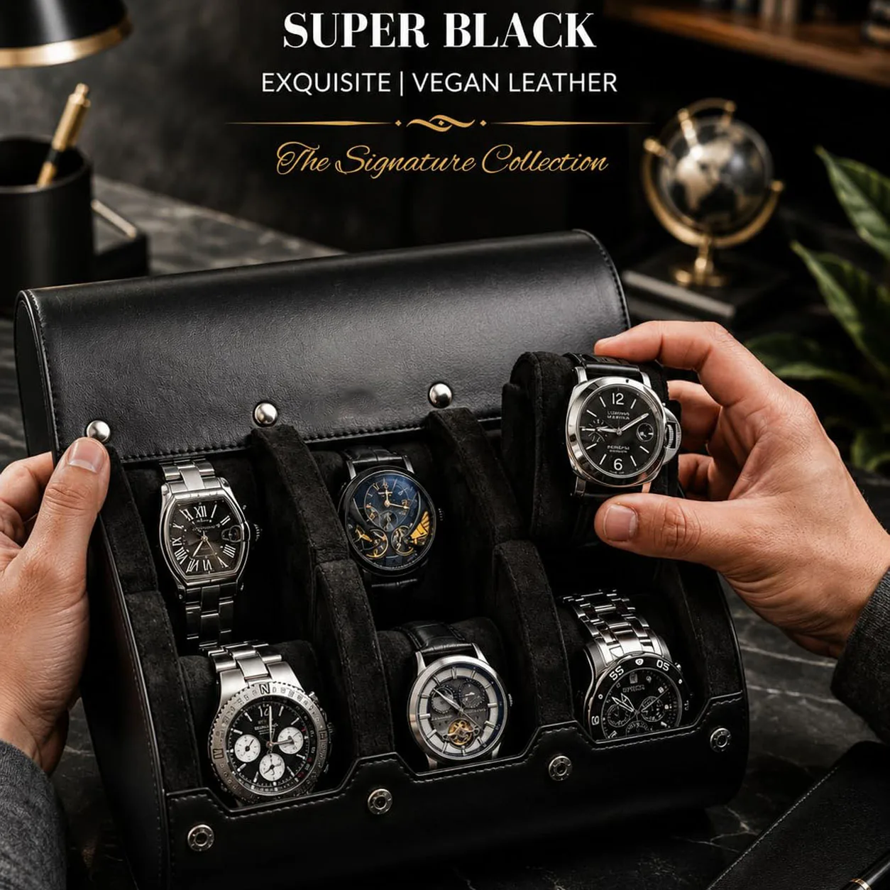 Watch Travel Case Watch Roll, 3/6 Slotsfor Travel Organizer and Display Watch Case Gift Box Watch Pouch