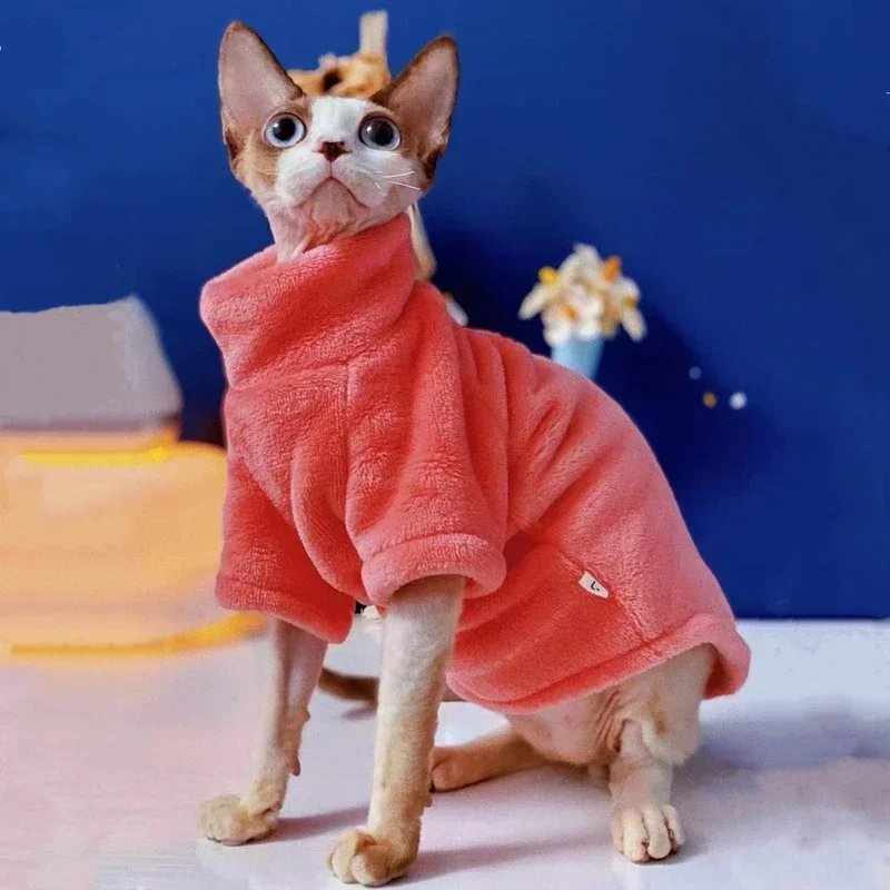 Winter Cat Clothes for Sphinx Warm Hoodies Pets Thicken Coat Kittens Costumes Jacket Chihuahua Autumn Double-sided Plus Velvet