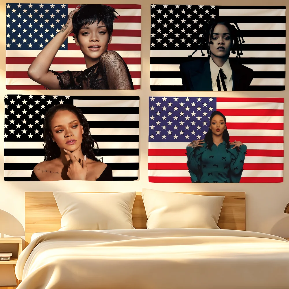 Singer R-RIHANNA Flag Personalized Banner For Sports Matches Games Parade Rally Holiday Festival Backyard Balcony Club Bar Decor