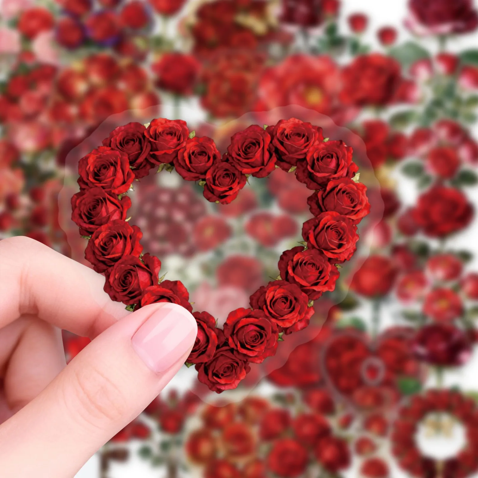 Party 56pcs Heart-shaped Rose Stickers, Ideal for Decorating Laptops, Water Bottles, Notebooks, Phone Cases, Scrapbooks,Journals
