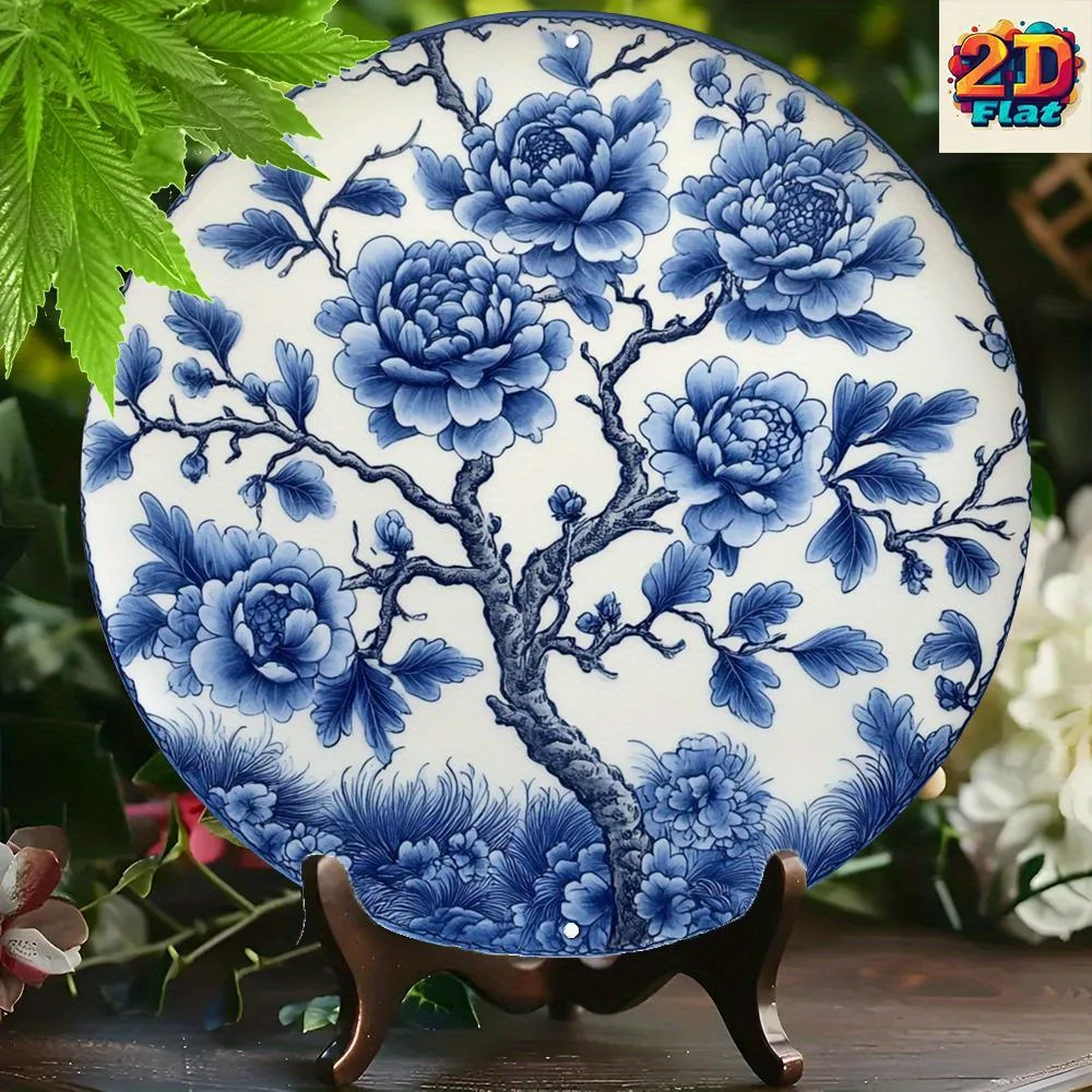 CIFBUY Vintage Peony Aluminum Wall Art Waterproof Scratchproof Metal Sign For Home Indoor Outdoor Yard Decor