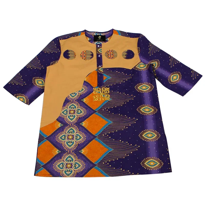 Summer Men Patchwork Top Tees Dashiki African Clothes Bazin Riche African Design Clothing Casual Cotton Mens Top Shirts WYN977