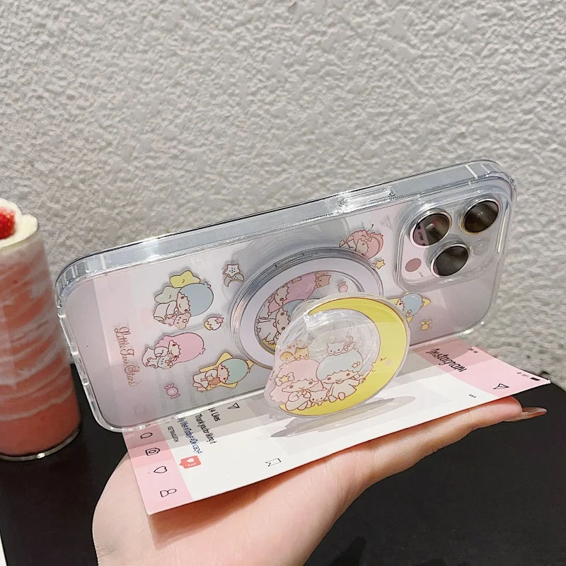 Anime Sanrio Little Twin Stars Phone Case for iPhone 13 14 15 16 Pro Max Cartoon Magnetic Wireless Charging Magsafe Cover