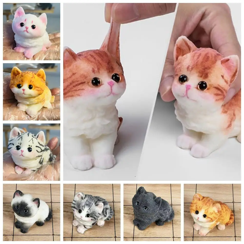 

New Cute Cat Pattern Squeeze Toy with Flocking Surface Portable Squeeze Cat Toys Soft Decompressing Toy Home Office Decor