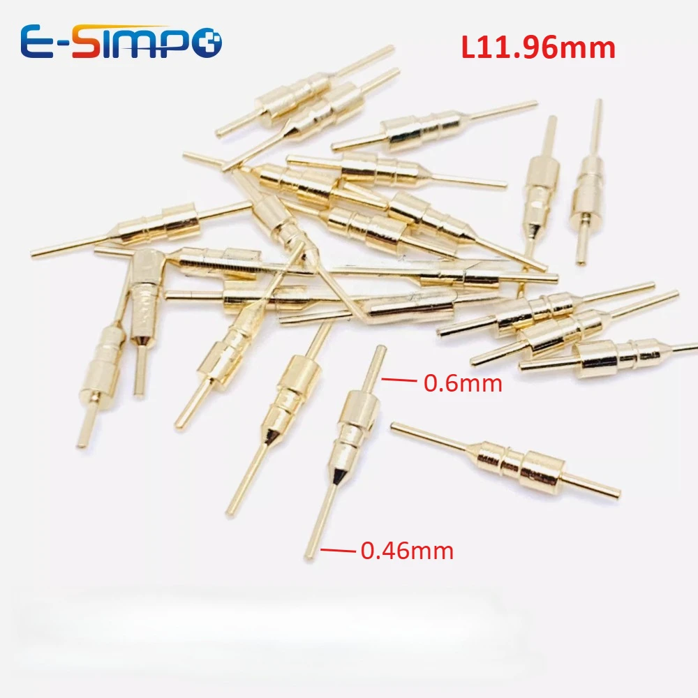 300pcs Dim0.46-0.6mm Round Hole 2.54MM Pin Header Male Gold-Plated Socket 0.8U/1U Without Plastic Needle Length 11.96mm