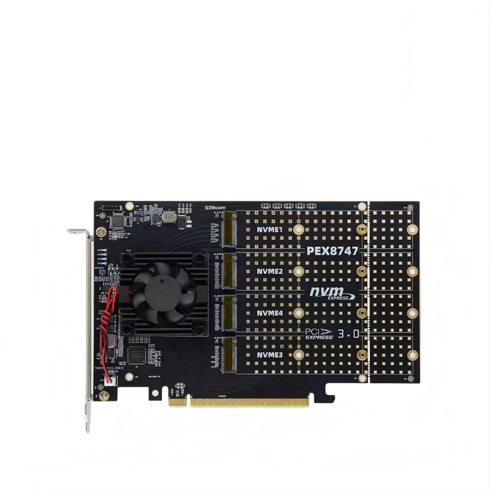 Four disc M.2 plx8747 silent full height/half height PCIe expansion card with no splitting support for FlyCow