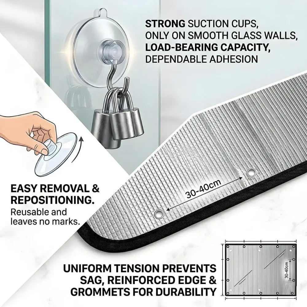 Aluminum Foil Window Insulation Film Anti-UV Double Side Window Sun Shade Film Removable with Suction Cup