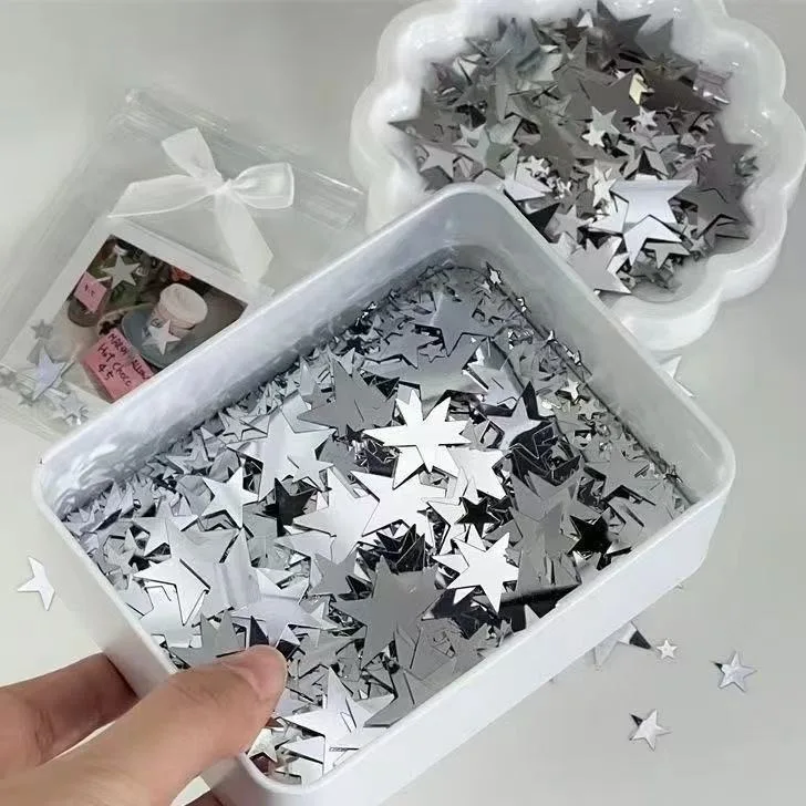 1000PCS Silver Star Stickers DIY Scrapbooking Journal Album Decor Stickers Aesthetic Starburst Stickers Kawai Korean Stationery