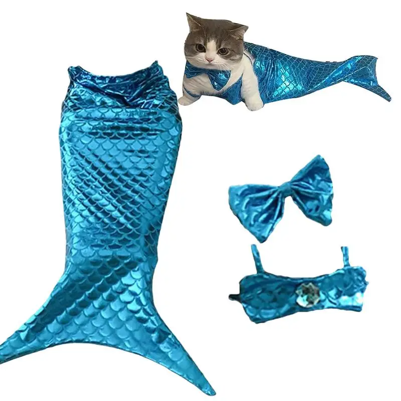 Mermaid Tail For Cats Sequin Mermaid Tail Clothes For Halloween Halloween Costumes Unique Dog Outfit Comfortable Fishtail