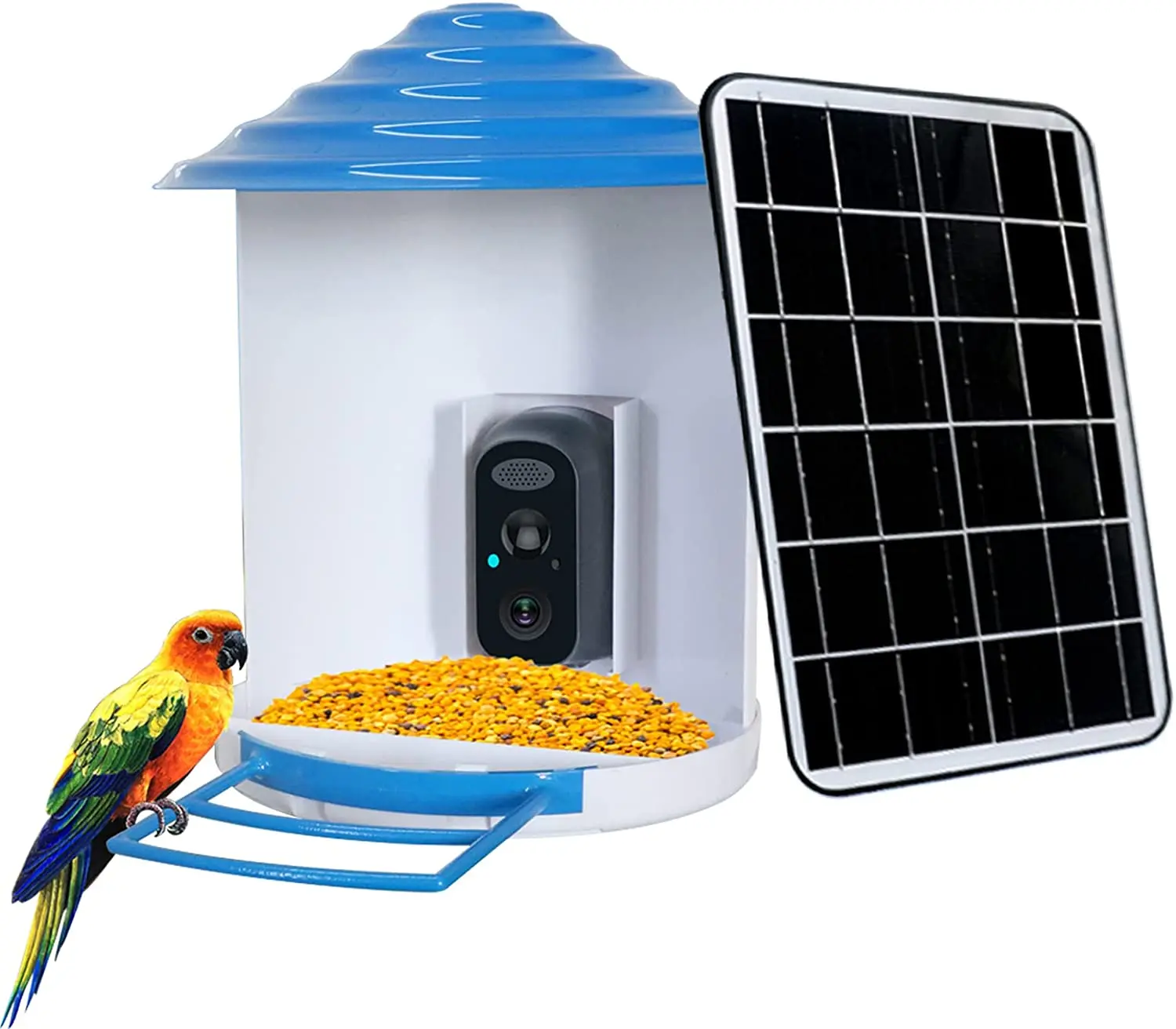 Parrot Automatic Feeder Wild Bird Feeder Canary Seed Food Container Phone App. Control Remote Solar Auto Bird Feeder with Camera