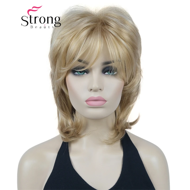 StrongBeauty Short Silky Soft Layered Light Brown Shag Style Full Synthetic Wig for Women