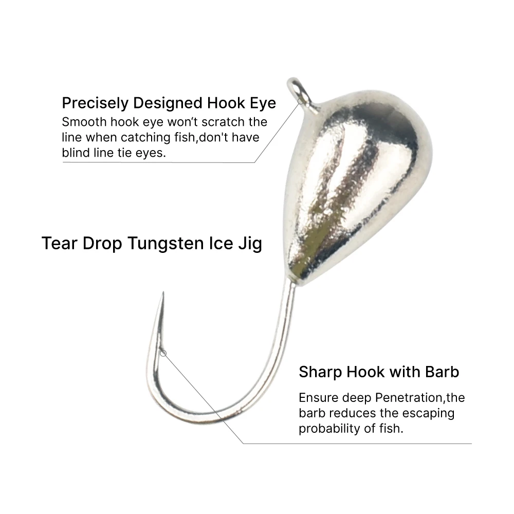 Elite TG 5PCS Ice Jig Hayabusa Hook Primary Color Tungsten Tear Drop Fishing Hook 2.7mm/3.2mm/4mm/5mm/5.5mm/6mm/7mm Pike Lures