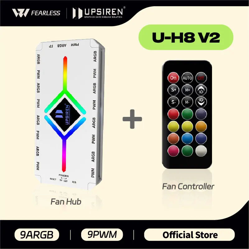 UPSIREN U-H8 ARGB/PWM HUB With ARGB Controller 2 in 1 Fan HUB Adapter