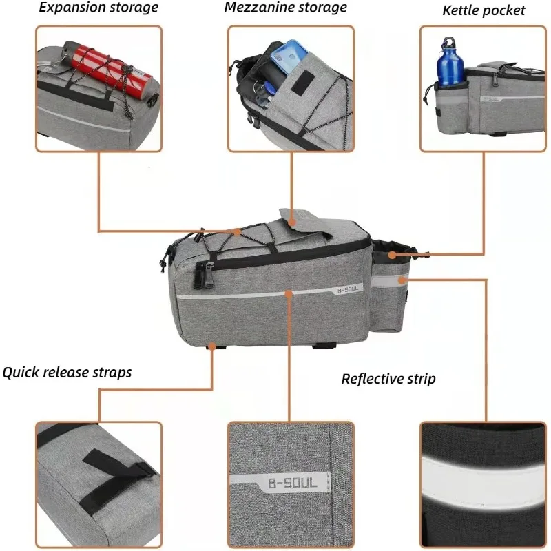 Lixada Sac de siège arrière de vélo - Sac à main étanche - Sac à