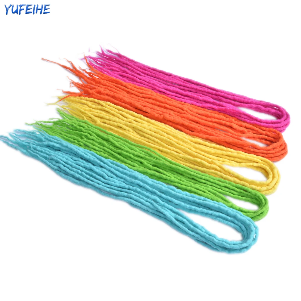 Yufeihe Soft Wool Ombre Dreadlocks Double Ended Dreadlock Extensions Synthetic Wool Dread Crochet Braids Hair Hippie Hairstyles