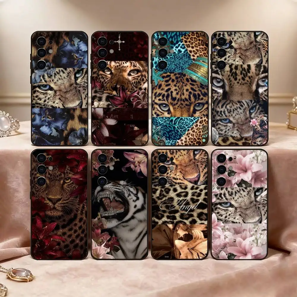 

Fashion leopard print Phone Case For Samsung S25,S24,S21,S22,S23,S30,Ultra,S20,Plus,Fe,Soft Silicone Black Cover