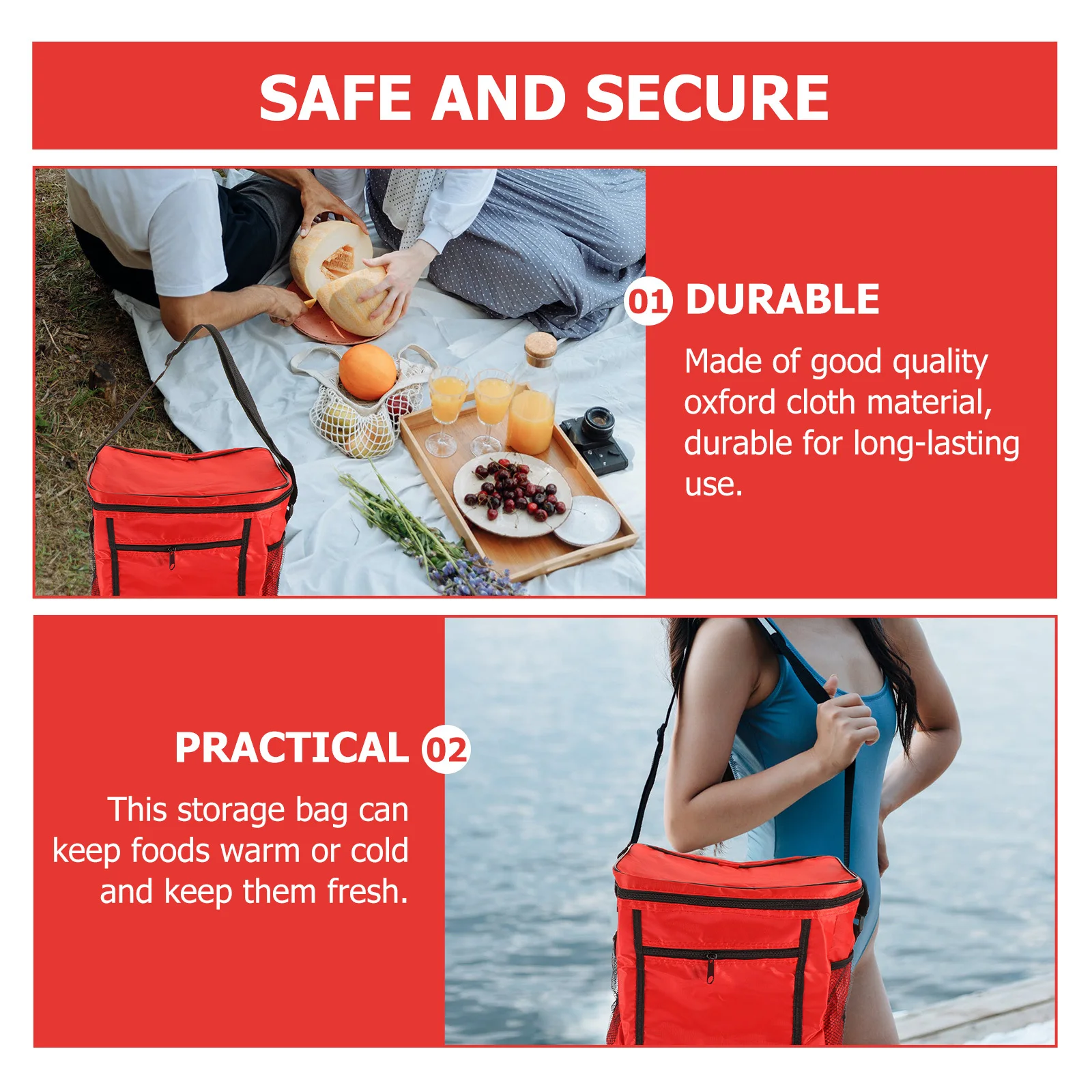 حقيبة الغداء المعزولة أكسفورد القماش الغذاء كيس التخزين المحمولة بينتو حمل للنزهة في الهواء الطلق الحفاظ على الحرارة الباردة الطازجة