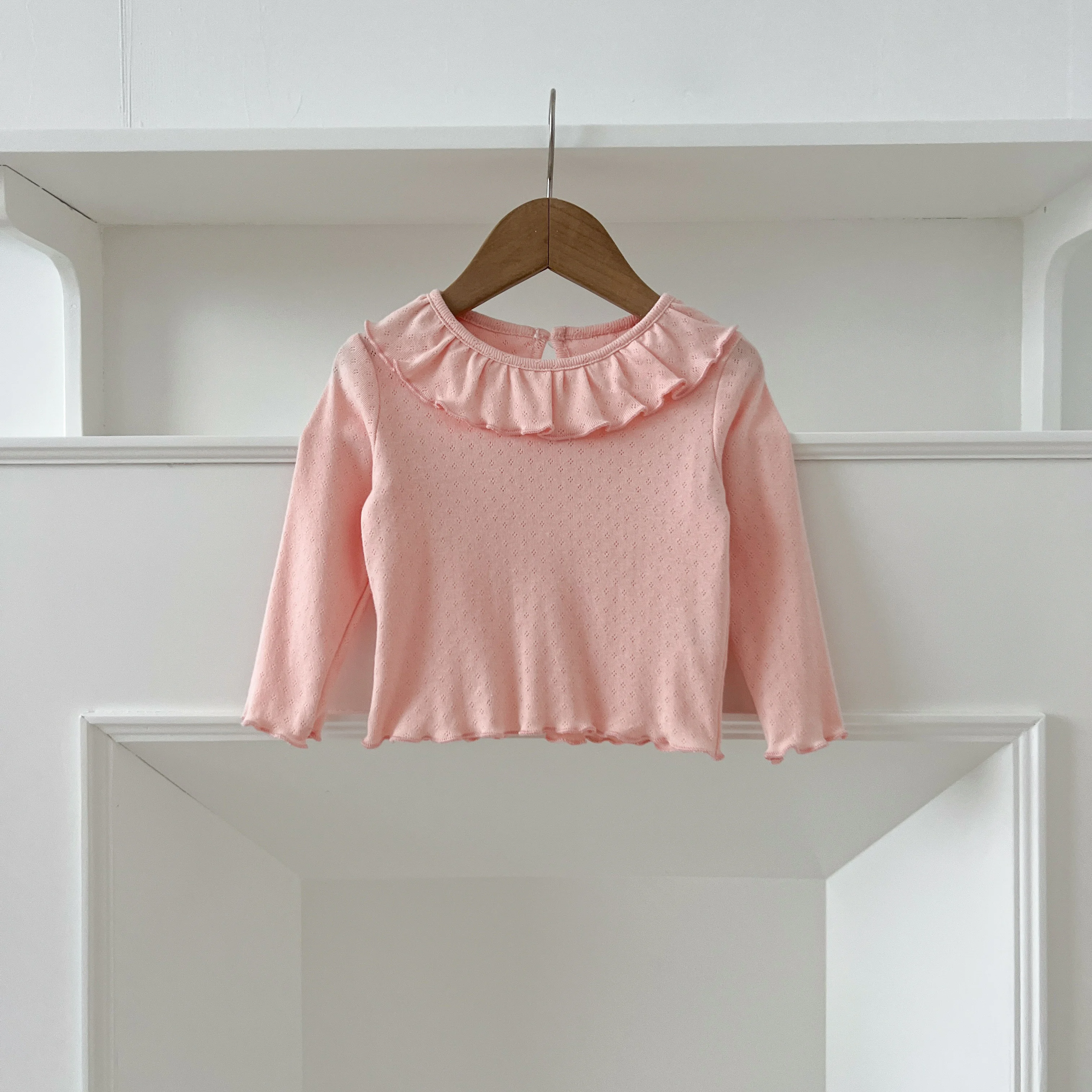 1-6Yrs Baby Kleidung Frühling Infant Mädchen Langarm T-shirts Spitze Lotus Kragen Prinzessin Kinder Bodenbildung Shirt Kleinkind Baumwolle Tops – Detail 37
