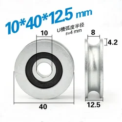 1PcS 10*40*12.5mm Grooved bearing pulley U groove rolling wheel 8mm wire rope over line wheel 4cm guide wheel