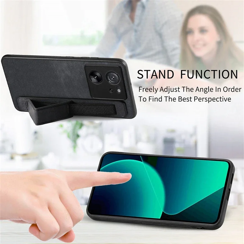 Leather Case For Xiaomi 15T 14T 13T 11T 13 Mi 11 Lite 5G NE 10T Pro 11i Wrist Strap Stand Holder Silicone Case Back Cover Funda