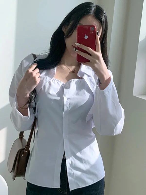 

Chic Spring Soft Blue Slim Fit Women's Vest Top + Collared ort irt Two-Piece Set Comfortable Inner Wear Tank Top