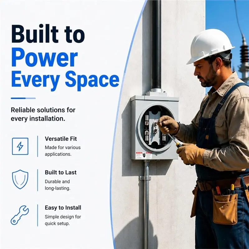 [A93Z!】 Overhead Underground Electric Meter 100 Amp Meter Socket 4 Jaw Meter Base 600V 3 Wire Ring Socket Horn Cover