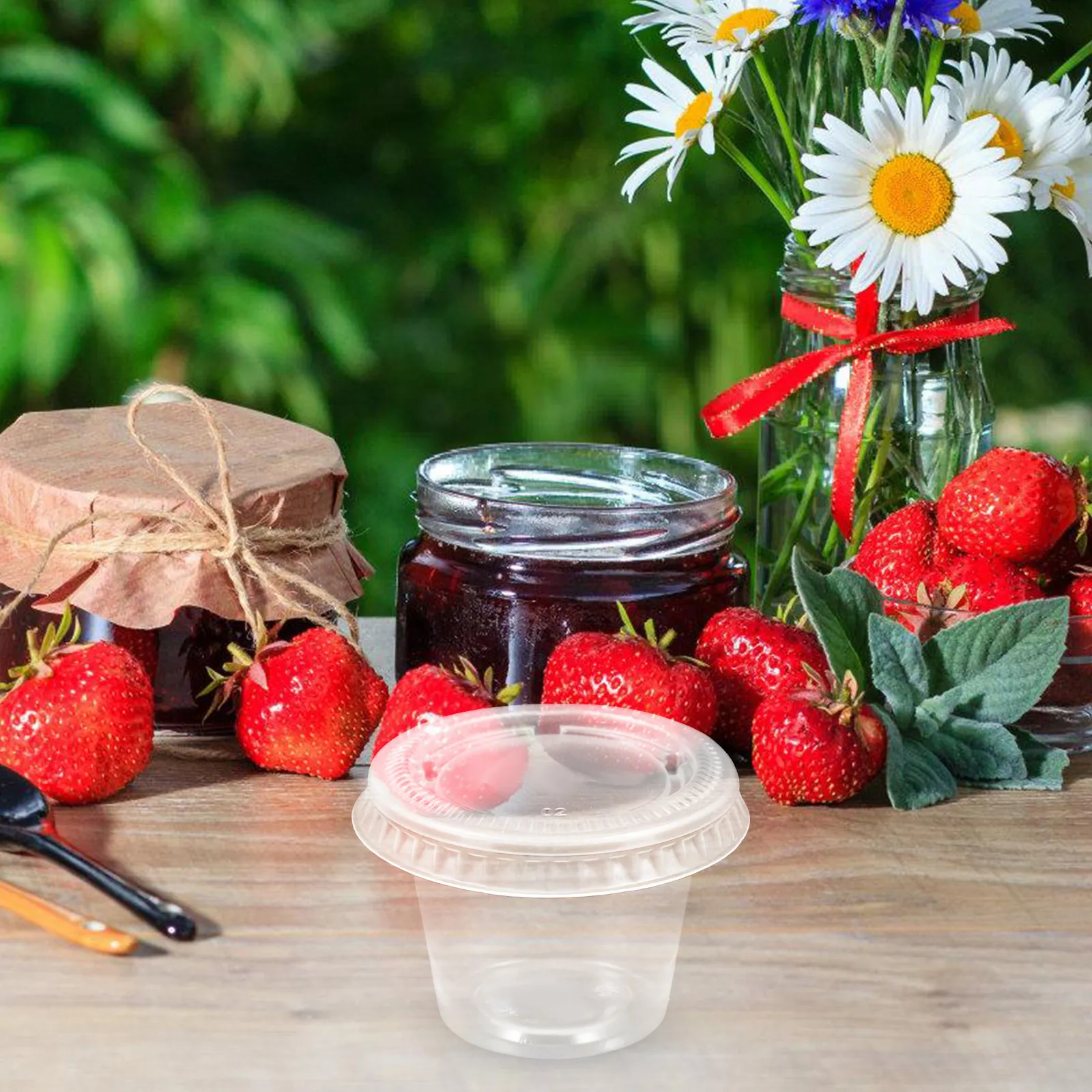 100 Vasos Desechables de 30 ml, Elegantes Vasos de PP para Salsas, Condimentos, Yogur, Postres, Muestras, Ideales para Barbacoas, Fiestas Infantiles y Fiestas en la Piscina