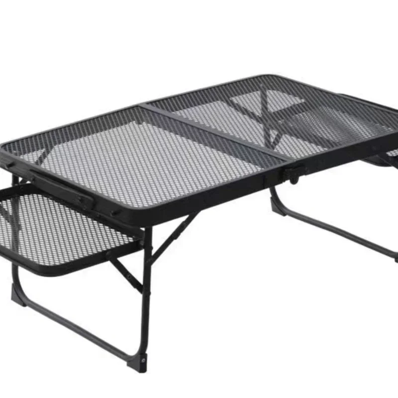 Outdoor Portable Picnic Table - Aluminum Alloy, Iron Mesh, Folding, Waterproof, Anti-scald Coffee Desk - Perfect for Camping