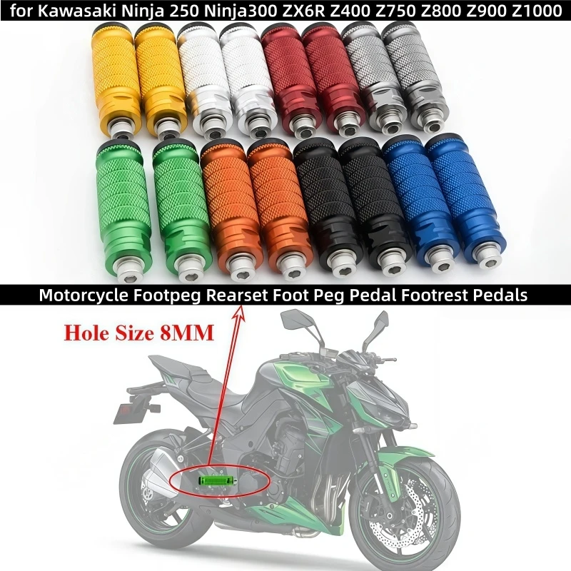 Motorcycle CNC Aluminum Footpeg Rearset Foot Peg Pedal Footrest Pedals for Kawasaki Z 400 750 800 900 1000 Ninja 250 300 ZX6R