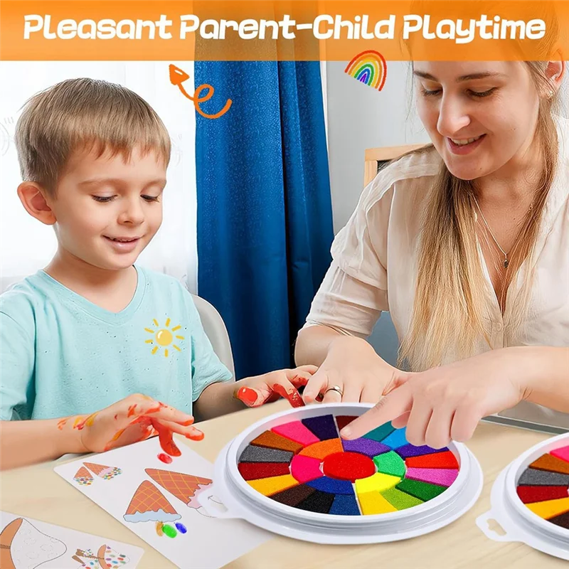 CS-25 Farben Stempelkissen mit 30 Farbseiten, Fingerabdruck-Stempelkissen, ungiftiges Fingermalerei-Set, 2er-Pack