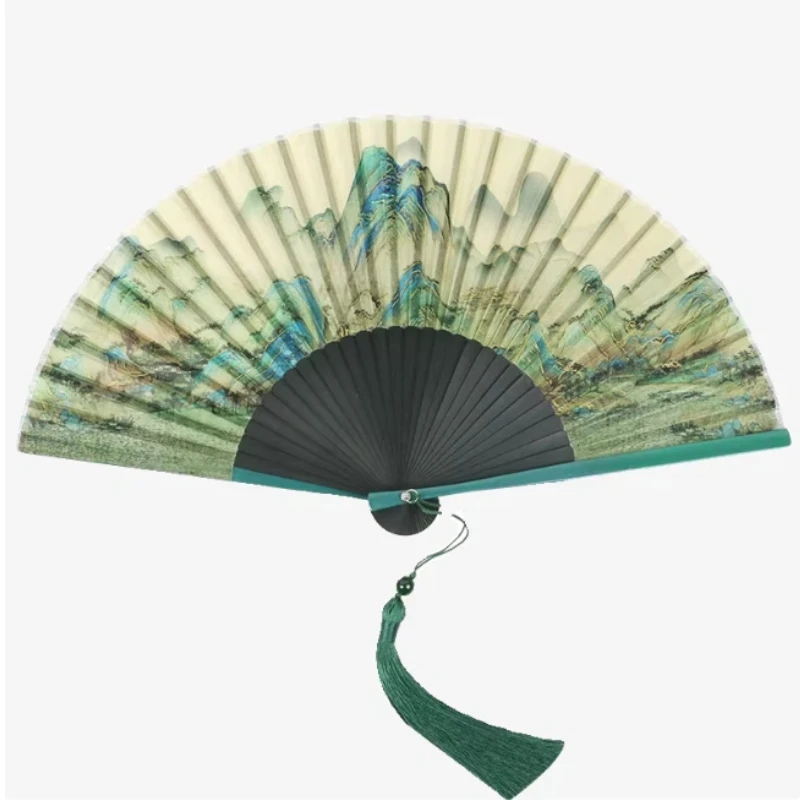 

Hot Stamping Folding Fan Chinese Style Summer Women's Dance Fan Ancient Hanfu Qipao Folding Fan Photo Runway Prop Fan Portable