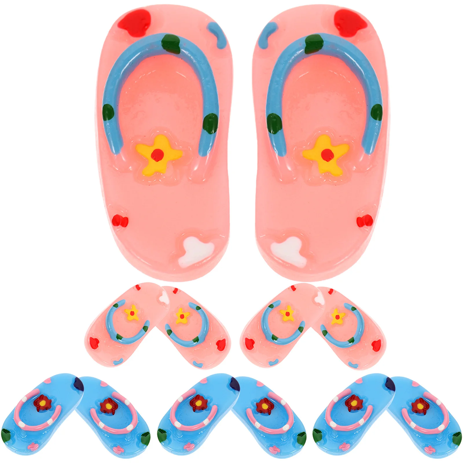 

6Pairs Miniature Slipper Models Realistic Resin Summer Mini House Decoration Simulation Shoes Hawaiian Style