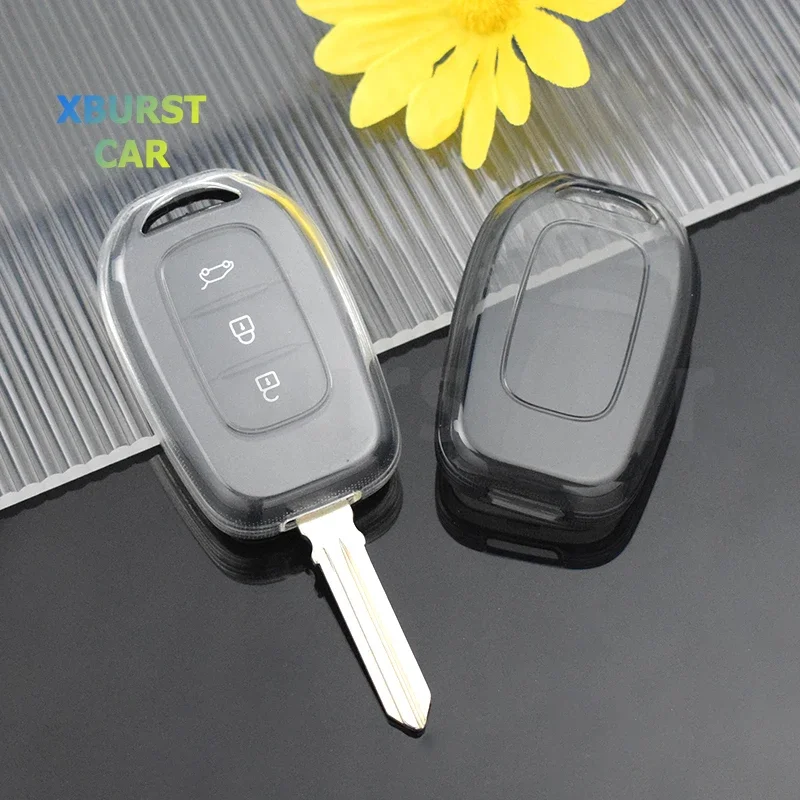 2/3 Button Transparent TPU Car Key Case Shell Fob Holder for Renault Sandero Dacia Logan Lodgy Dokker Duster Trafic Clio4 Master