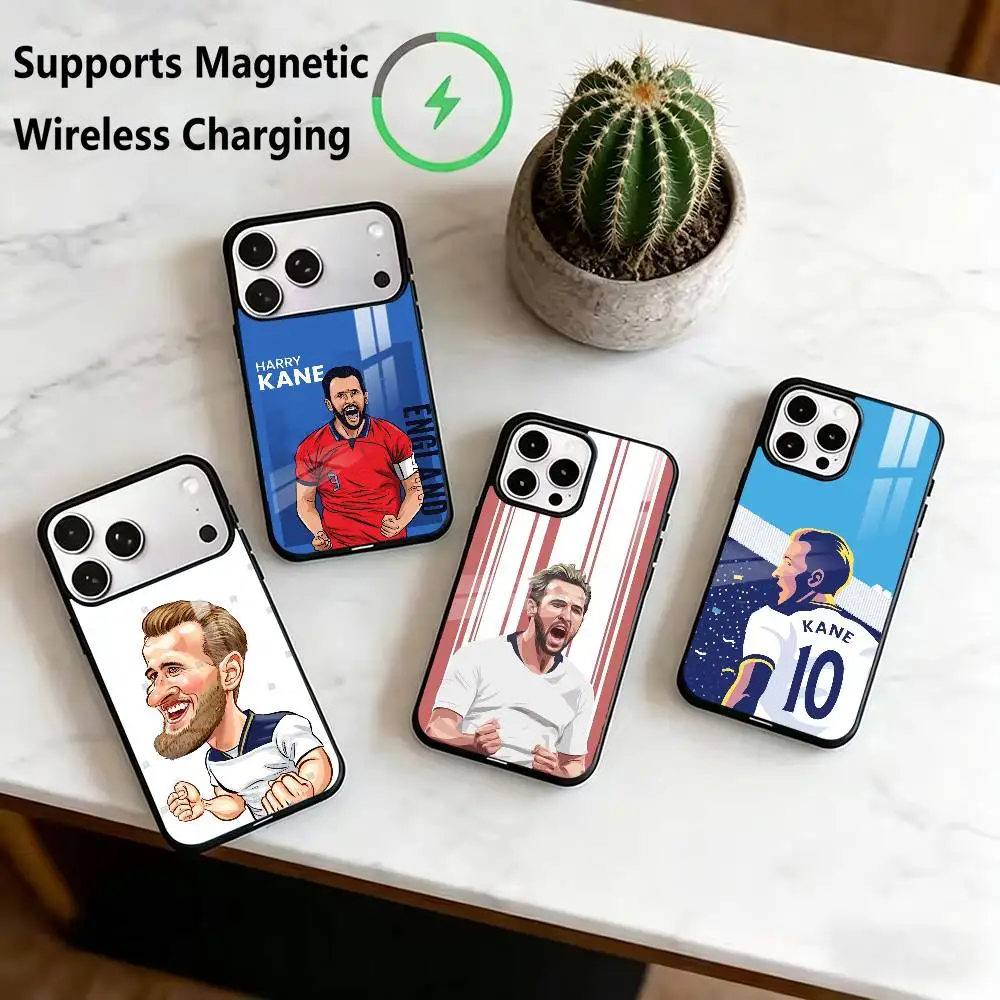 

Harry Kane-E Cartoon Football Phone Case For iPhone17,16,15,14,13,12,11 Plus,Pro Compatible with magnetic wireless charging
