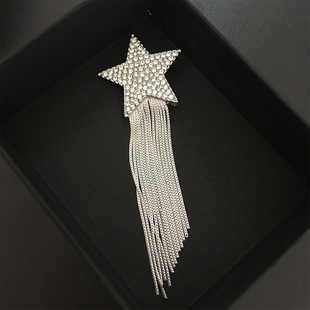 To Reines Europe America Luxury Star Diamond Crystal Tassels Brooch Women & Men Hight Quality Party Designer Brand Jewelry