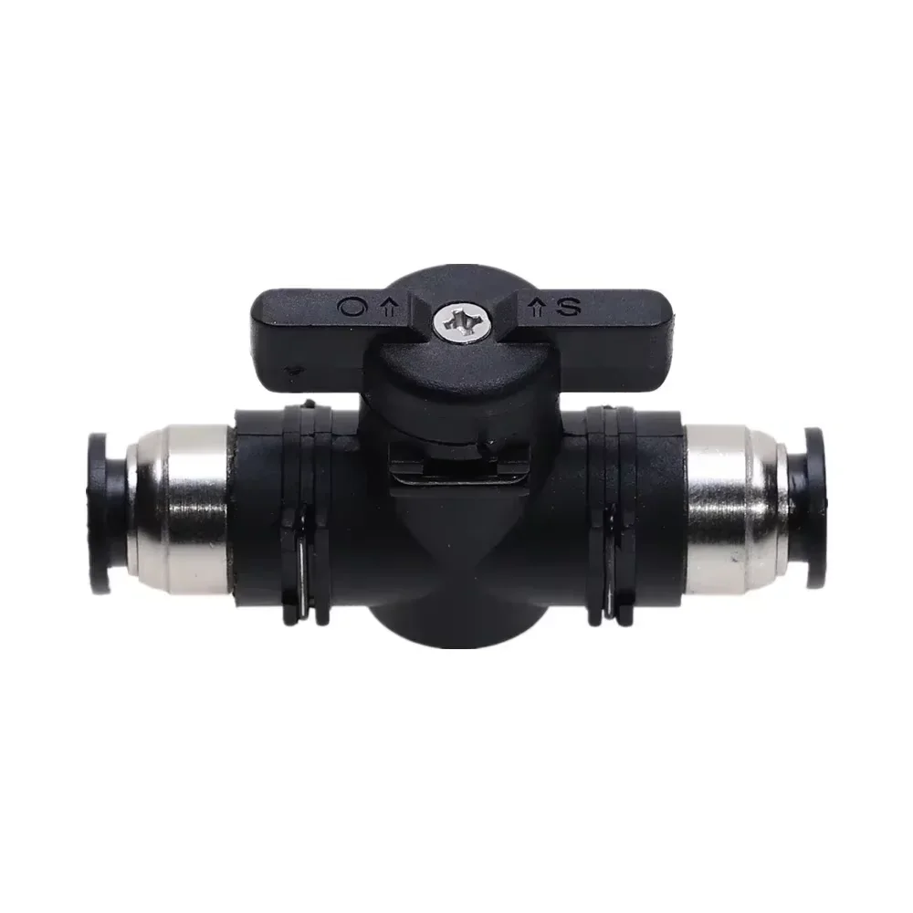 BUC 4mm 6mm 8mm 10mm 12mm Black Pneumatic Push In Quick Joint Connector Hand Valve To Turn Switch Manual Ball Current Limiting