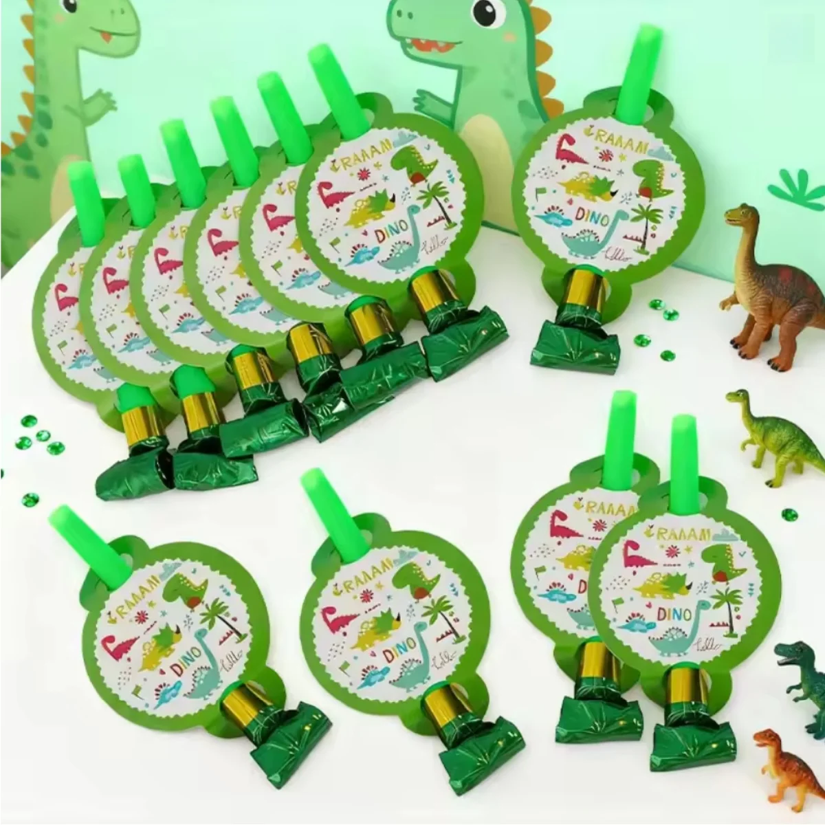 6/12/18 Piezas de Silbatos de Fiesta de Dinosaurios, Silbatos de Sonido, Artículos de Fiesta Temáticos de Selva y Safari, Regalos de Cumpleaños, Recuerdos de Fiesta, Divertidos Accesorios para Fotos