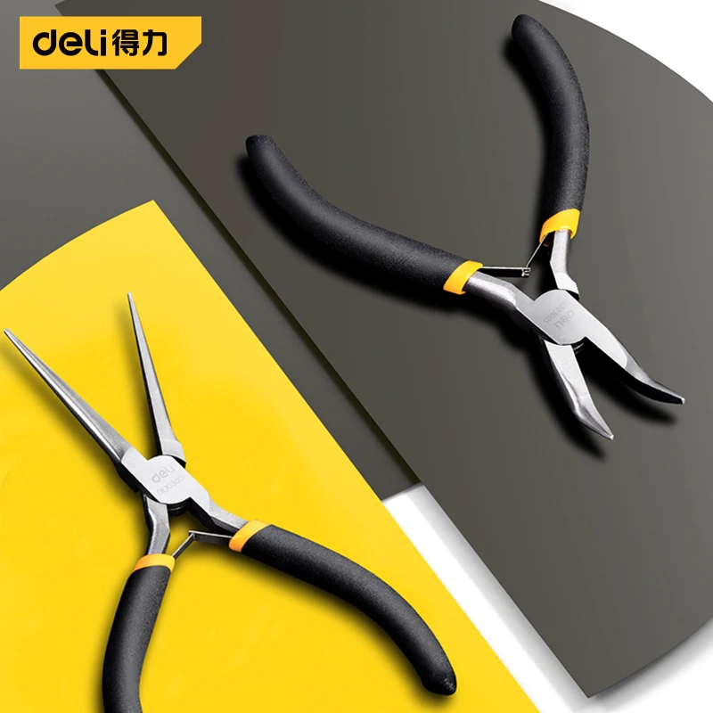 Deli 1Pcs Mini Pliers Wire Cutter Clamping Stripping Wire Crimping Tool Cable Cutters Long Nose Pliers for Jewelry Making Tools