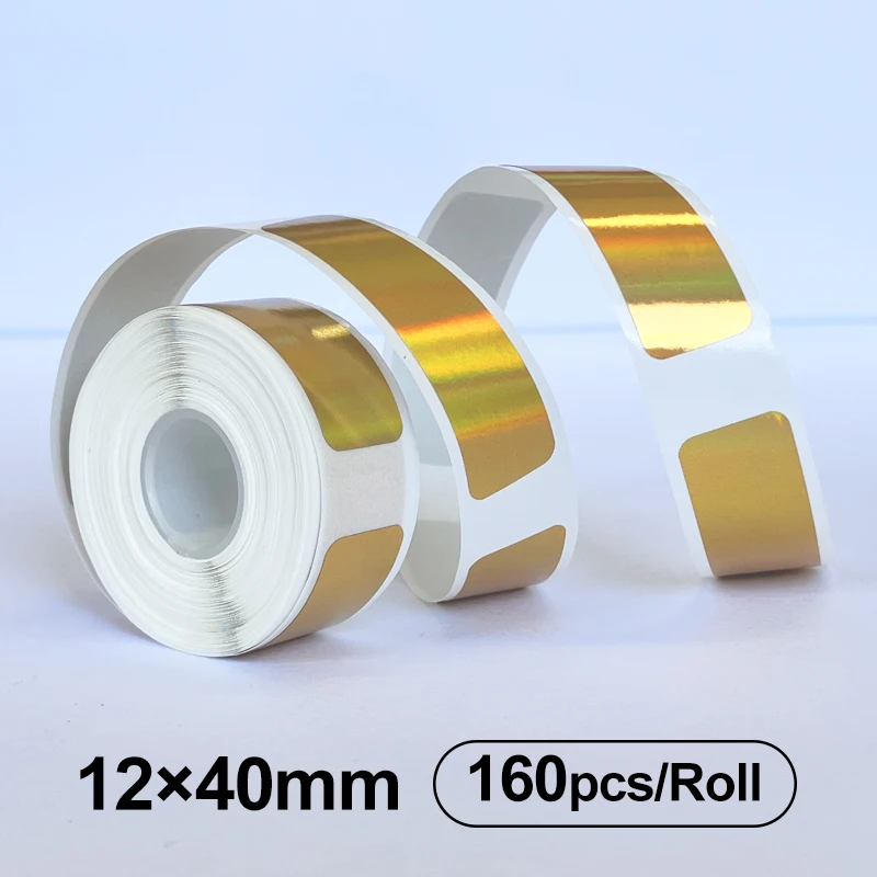 160 Stück holografisches Laser-Thermo-Etikettenband, glänzend, selbstklebende Rolle, bedruckbares Aufkleberpapier, langlebig, silberfarben, Name, Party-Geschenkanhänger – Detail 14