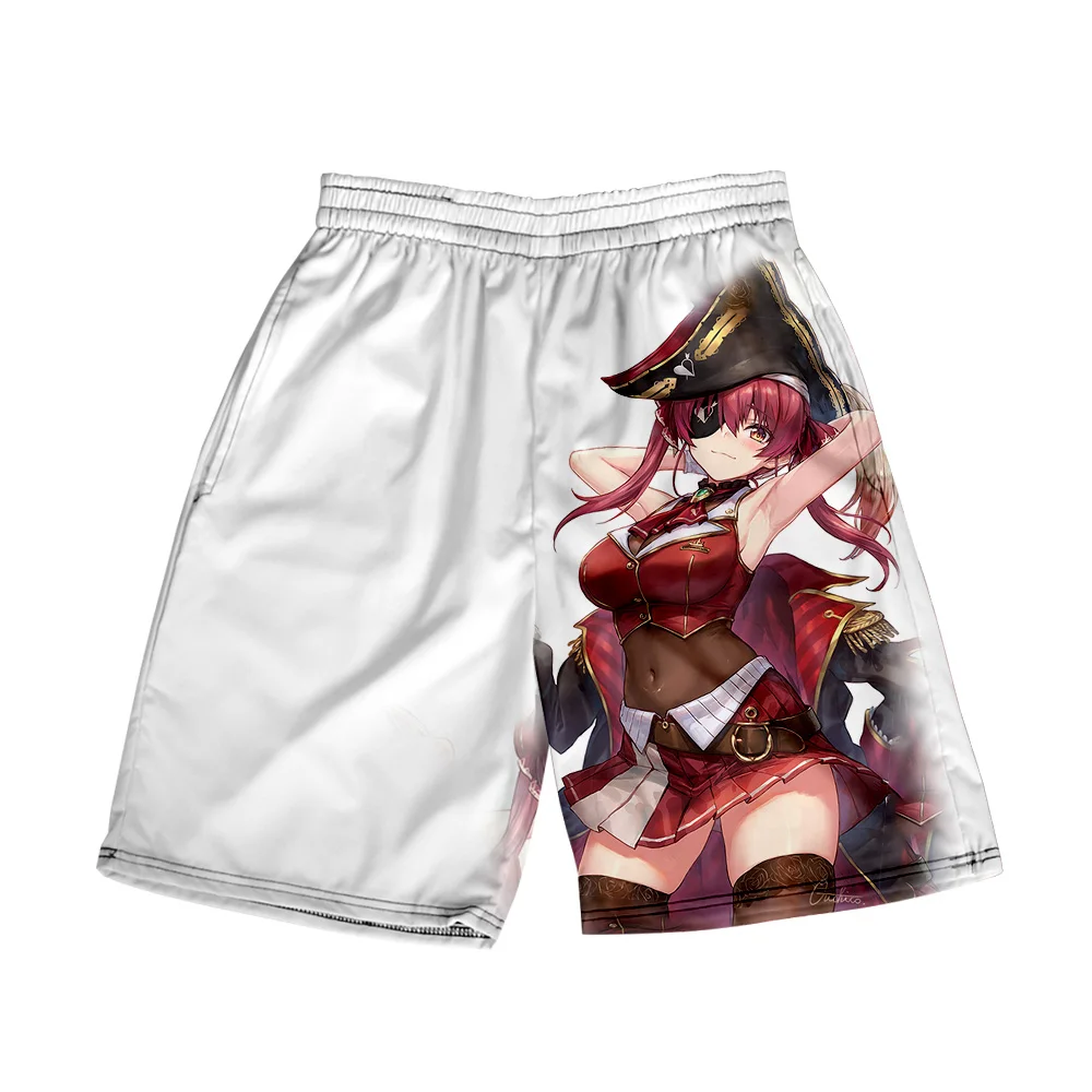 Hololive Vtuber Houshou Marine 3D-Druck Sommerferien Frauen/Männer elastische Taille Streetwear Shorts Kawaii Strand Shorts Hosen