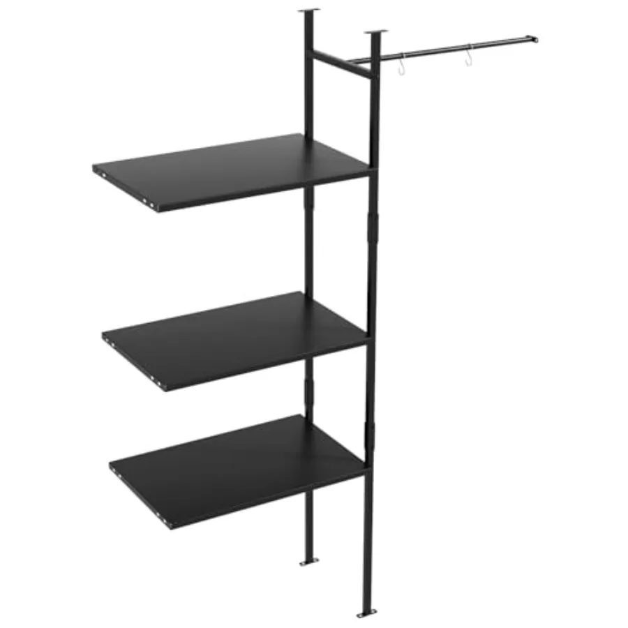 Vertical storage shed for 57 cu.ft use, steel material, black color, easy assembly with included screws and nuts