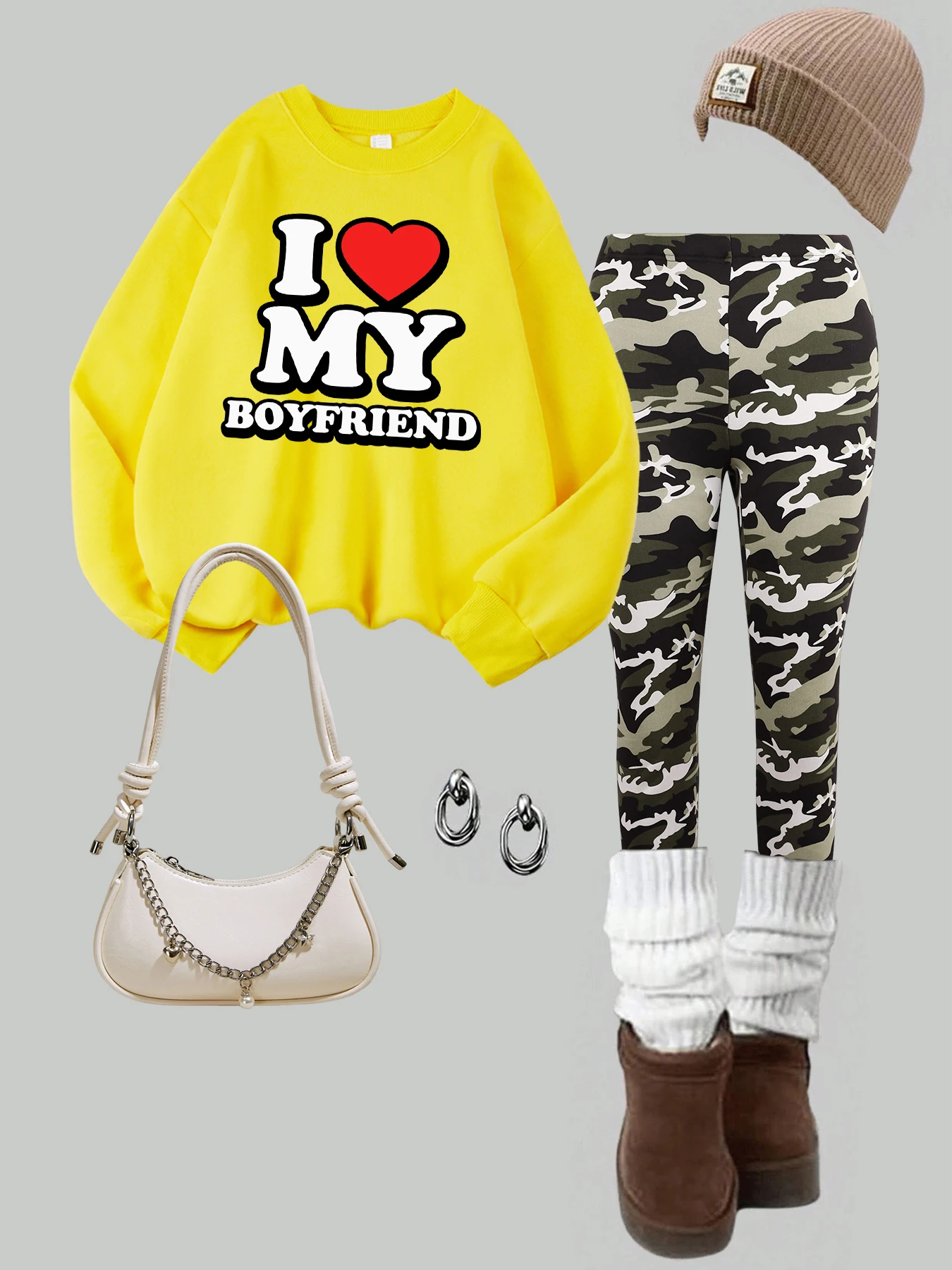 

I Love My Boyfriend Print Pullovers Women Fleece Autumn Sweatshirt Set Thicken Casual Leggings Hip Hop Elasticity Pant Sets